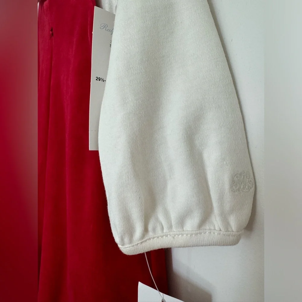 New Baby Ralph Lauren Bodysuit & Velour Dress Set